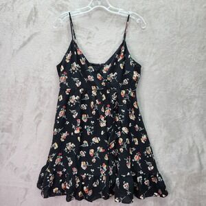 Madewell Womens Size 8 Black Silk Cami Crossover Dress Carnation Toss Wrap Boho